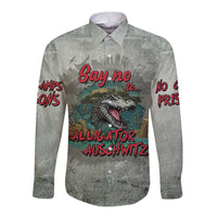 Say No To Alligator Auschwitz Long Sleeve Button Shirt - Wonder Print Shop