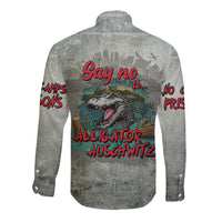 Say No To Alligator Auschwitz Long Sleeve Button Shirt - Wonder Print Shop