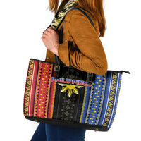 Philippines Filipinos Leather Tote Bag Igorot Tribal Inspiration Pattern Style