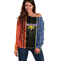 Personalised Philippines Filipinos Off Shoulder Sweater Igorot Tribal Inspiration Pattern Style