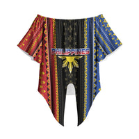 Personalised Philippines Filipinos Off Shoulder Wrap Waist Top Igorot Tribal Inspiration Pattern Style