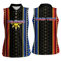 Personalised Philippines Filipinos Women Sleeveless Polo Shirt Igorot Tribal Inspiration Pattern Style