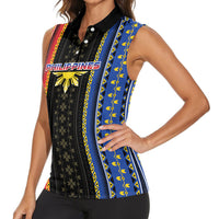 Personalised Philippines Filipinos Women Sleeveless Polo Shirt Igorot Tribal Inspiration Pattern Style