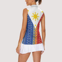 Philippines Sun Women Sleeveless Polo Shirt Igorot Tribal Inspiration