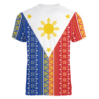 Philippines Sun Women V-Neck T-Shirt Igorot Tribal Inspiration