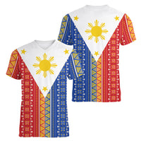 Philippines Sun Women V-Neck T-Shirt Igorot Tribal Inspiration