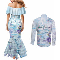 Mental Health Couples Matching Mermaid Dress and Long Sleeve Button Shirt Healing Is Not Linear - Wonder Print Shop