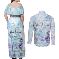 Mental Health Couples Matching Off Shoulder Maxi Dress and Long Sleeve Button Shirt Healing Is Not Linear - Wonder Print Shop