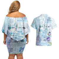 Mental Health Couples Matching Off Shoulder Short Dress and Hawaiian Shirt Healing Is Not Linear - Wonder Print Shop