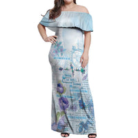 Mental Health Off Shoulder Maxi Dress Healing Is Not Linear - Wonder Print Shop