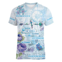 Mental Health Women V-Neck T-Shirt Healing Is Not Linear - Wonder Print Shop