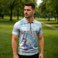 Mental Health Zipper Polo Shirt Healing Is Not Linear - Wonder Print Shop