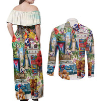 Cuba Libre Couples Matching Off Shoulder Maxi Dress and Long Sleeve Button Shirt The Culture Of Cuba - Wonder Print Shop