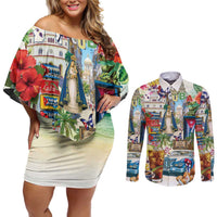 Cuba Libre Couples Matching Off Shoulder Short Dress and Long Sleeve Button Shirt The Culture Of Cuba - Wonder Print Shop
