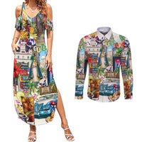Cuba Libre Couples Matching Summer Maxi Dress and Long Sleeve Button Shirt The Culture Of Cuba - Wonder Print Shop