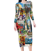 Cuba Libre Long Sleeve Bodycon Dress The Culture Of Cuba - Wonder Print Shop