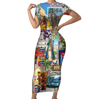 Cuba Libre Short Sleeve Bodycon Dress The Culture Of Cuba - Wonder Print Shop