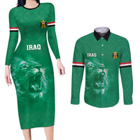 Custom Iraq Football Couples Matching Long Sleeve Bodycon Dress and Long Sleeve Button Shirt Go Champions - Wonder Print Shop
