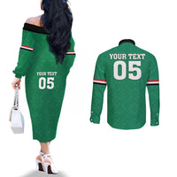 Custom Iraq Football Couples Matching Off The Shoulder Long Sleeve Dress and Long Sleeve Button Shirt Go Champions - Wonder Print Shop