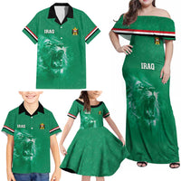 Custom Iraq Football Family Matching Off Shoulder Maxi Dress and Hawaiian Shirt Go Champions - Wonder Print Shop