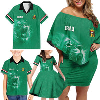 Custom Iraq Football Family Matching Off Shoulder Short Dress and Hawaiian Shirt Go Champions - Wonder Print Shop