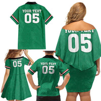 Custom Iraq Football Family Matching Off Shoulder Short Dress and Hawaiian Shirt Go Champions - Wonder Print Shop