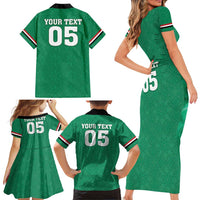 Custom Iraq Football Family Matching Short Sleeve Bodycon Dress and Hawaiian Shirt Go Champions - Wonder Print Shop