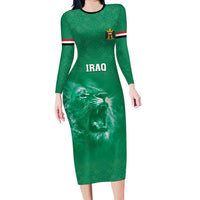Custom Iraq Football Long Sleeve Bodycon Dress Go Champions - Wonder Print Shop