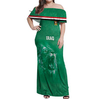 Custom Iraq Football Off Shoulder Maxi Dress Go Champions - Wonder Print Shop