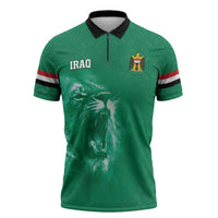 Custom Iraq Football Zipper Polo Shirt Go Champions - Wonder Print Shop