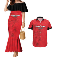 Custom Hong Kong Football Couples Matching Mermaid Dress and Hawaiian Shirt Go Champions - Wonder Print Shop
