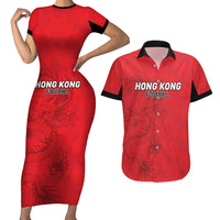 Custom Hong Kong Football Couples Matching Short Sleeve Bodycon Dress and Hawaiian Shirt Go Champions - Wonder Print Shop