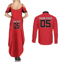 Custom Hong Kong Football Couples Matching Summer Maxi Dress and Long Sleeve Button Shirt Go Champions - Wonder Print Shop