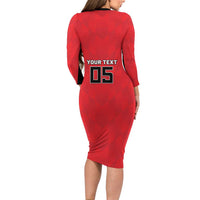 Custom Hong Kong Football Long Sleeve Bodycon Dress Go Champions - Wonder Print Shop