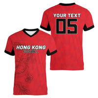Custom Hong Kong Football Women V-Neck T-Shirt Go Champions - Wonder Print Shop