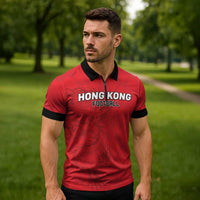 Custom Hong Kong Football Zipper Polo Shirt Go Champions - Wonder Print Shop