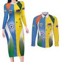Custom India Vs Australia Cricket Couples Matching Long Sleeve Bodycon Dress and Long Sleeve Button Shirt Final Matchup - Wonder Print Shop