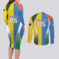 Custom India Vs Australia Cricket Couples Matching Long Sleeve Bodycon Dress and Long Sleeve Button Shirt Final Matchup - Wonder Print Shop