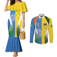 Custom India Vs Australia Cricket Couples Matching Mermaid Dress and Long Sleeve Button Shirt Final Matchup - Wonder Print Shop