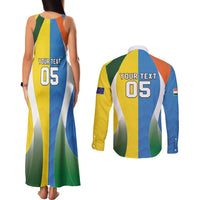 Custom India Vs Australia Cricket Couples Matching Tank Maxi Dress and Long Sleeve Button Shirt Final Matchup - Wonder Print Shop