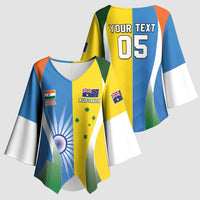 Custom India Vs Australia Cricket Kimono Sleeve Blouse Final Matchup - Wonder Print Shop