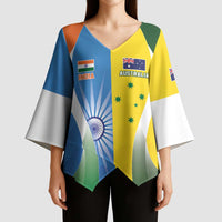 Custom India Vs Australia Cricket Kimono Sleeve Blouse Final Matchup - Wonder Print Shop