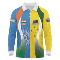 Custom India Vs Australia Cricket Long Sleeve Polo Shirt Final Matchup - Wonder Print Shop
