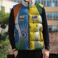 Custom India Vs Australia Cricket Sleeveless Puffer Jacket Final Matchup - Wonder Print Shop