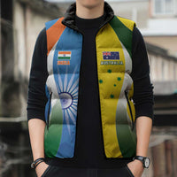 Custom India Vs Australia Cricket Sleeveless Puffer Jacket Final Matchup - Wonder Print Shop
