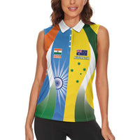 Custom India Vs Australia Cricket Women Sleeveless Polo Shirt Final Matchup - Wonder Print Shop