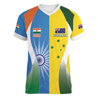 Custom India Vs Australia Cricket Women V-Neck T-Shirt Final Matchup - Wonder Print Shop