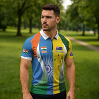 Custom India Vs Australia Cricket Zipper Polo Shirt Final Matchup - Wonder Print Shop