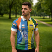 Custom India Vs Australia Cricket Zipper Polo Shirt Final Matchup - Wonder Print Shop
