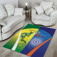 Australia And India Cricket Area Rug Ashoka Chakra With Aboriginal - Wonder Print Shop